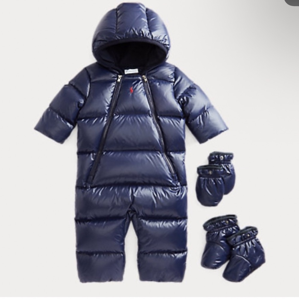Polo by Ralph Lauren Blue Puffer Snowsuit with Mittens